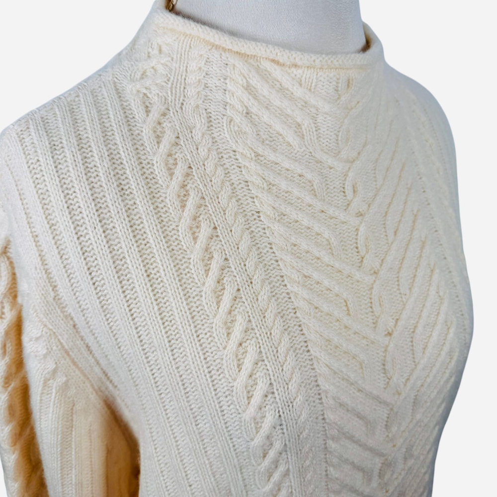 Haven Well Within Cream Cable Aran Knit Roll Neck Sweater 100% Cashmere Size XL - Picture 9 of 11
